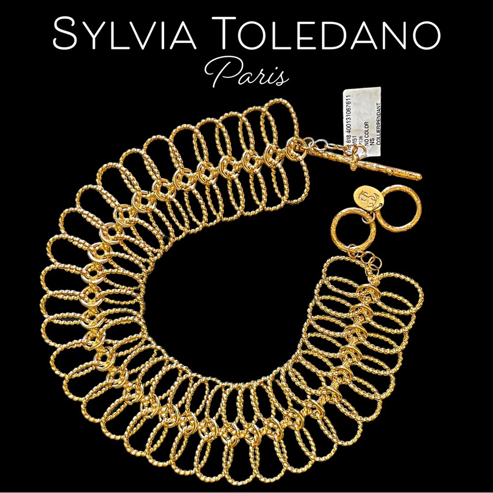 Sylvia Toledano 🆕 Goldtone Interlocking Choker Necklace • Gold • NWT